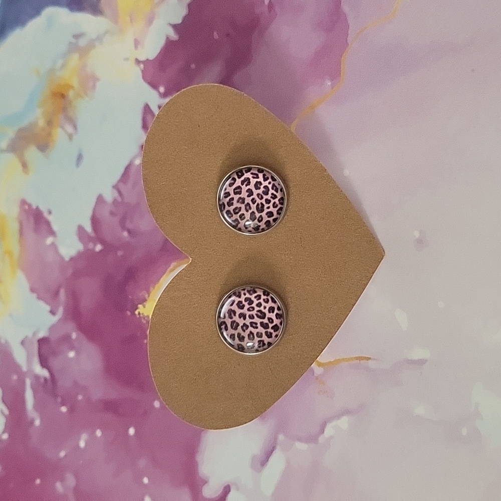 Pink Leopard Print Earrings